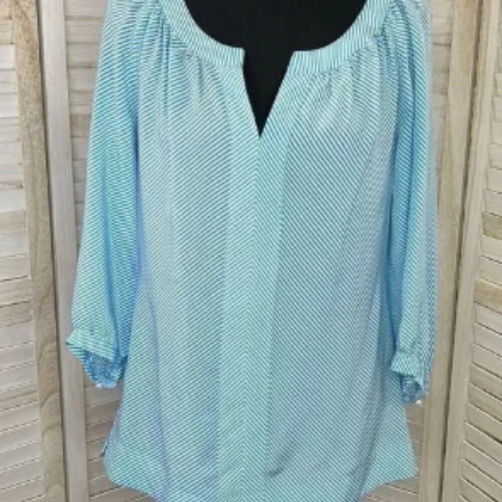 Lilly Pulitzer Blue Stripe MOXY Silk Blouse Top Small